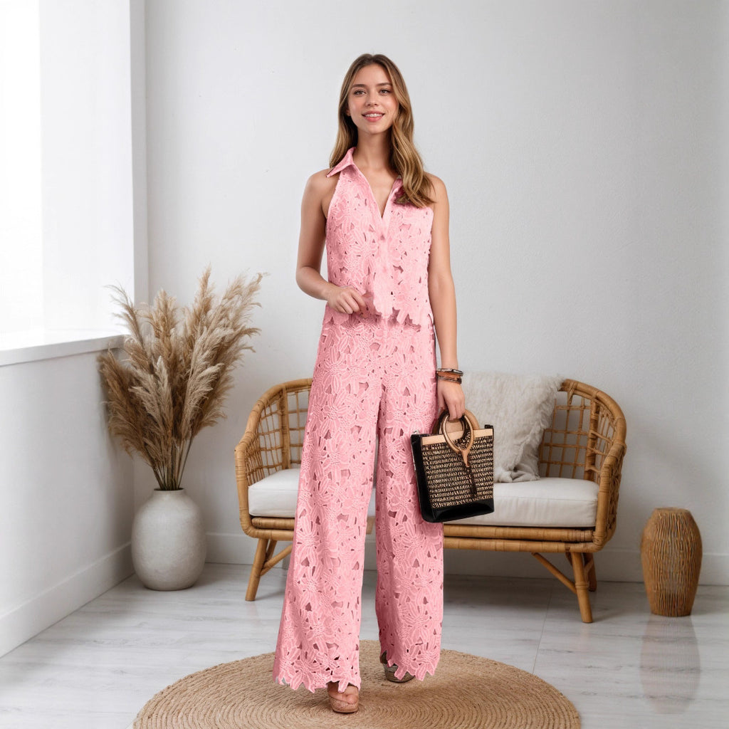 Set 2- Piece Fashion Hollow Lace Pants