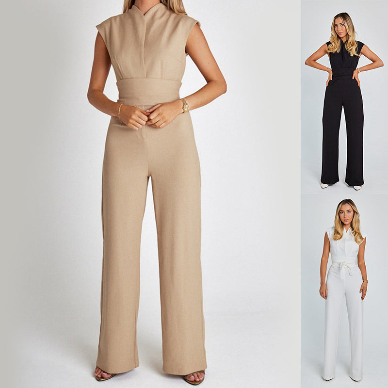 Fashion Elegant Long Sleeveless Jumpsuit Casual Wide Leg Long Overalls Clothing For Women
