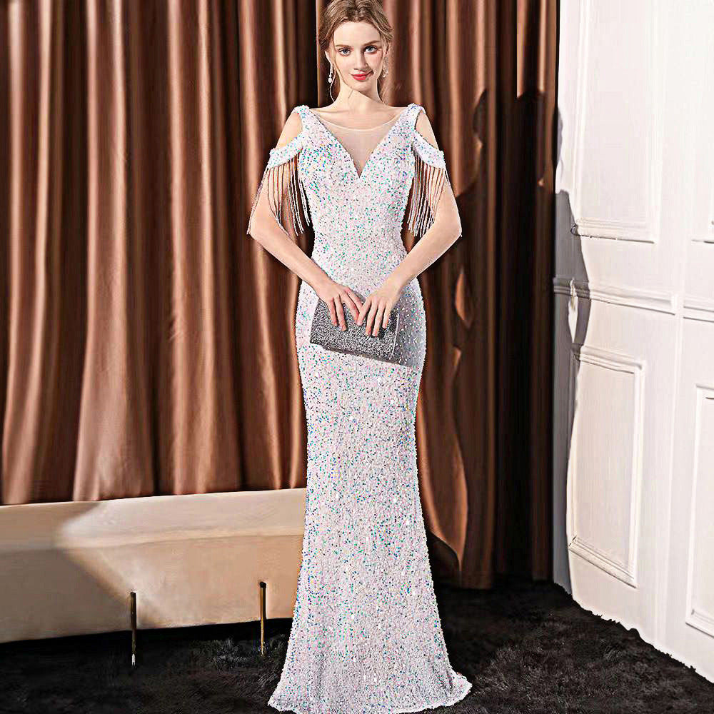 Dress Sequin Long Slim Slimming Fishtail