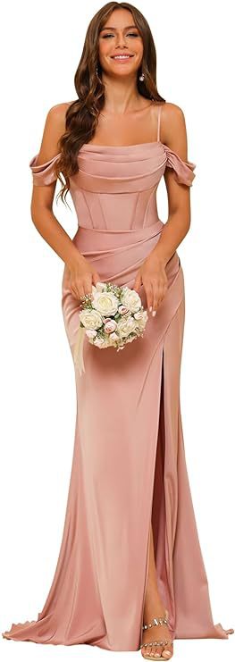 Dress Off-the-shoulder Satin Bridesmaid Corset Ball Gown