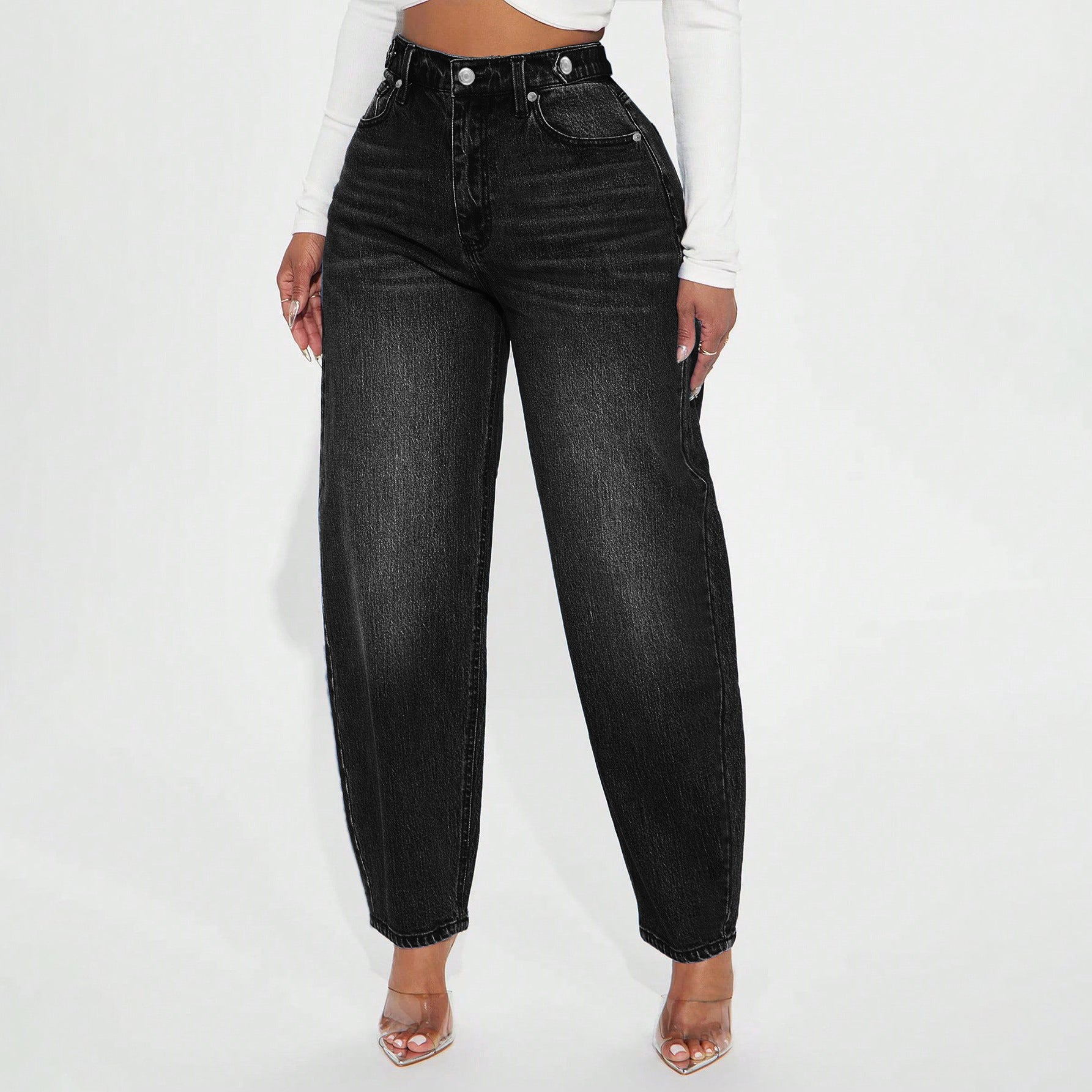Womens Designer Washed-Blue Retro Flared Denim Jeans