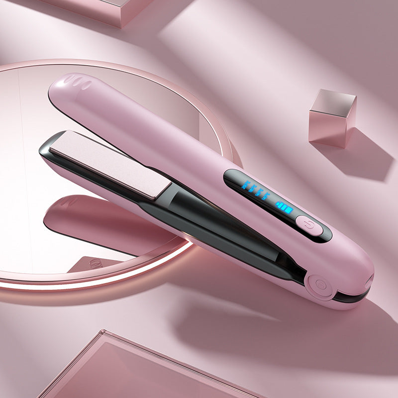 Wireless Hair Straightener Flat Iron Mini 2 IN 1 Roller USB Portable Cordless Curler 4 Levels Dry And Wet Uses