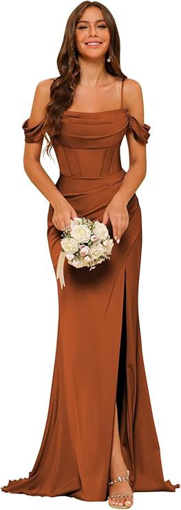 Dress Off-the-shoulder Satin Bridesmaid Corset Ball Gown
