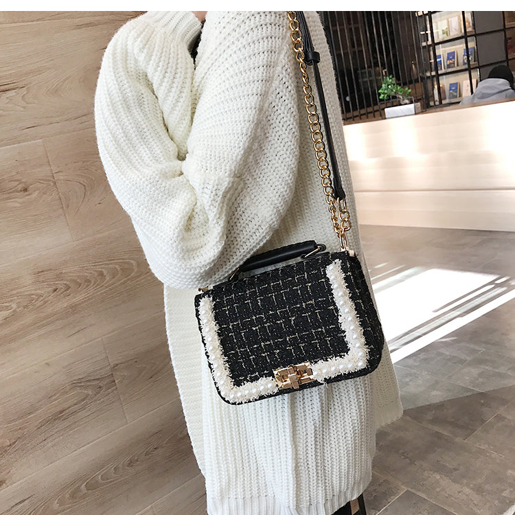 Chain bag pearl fashion small square bag