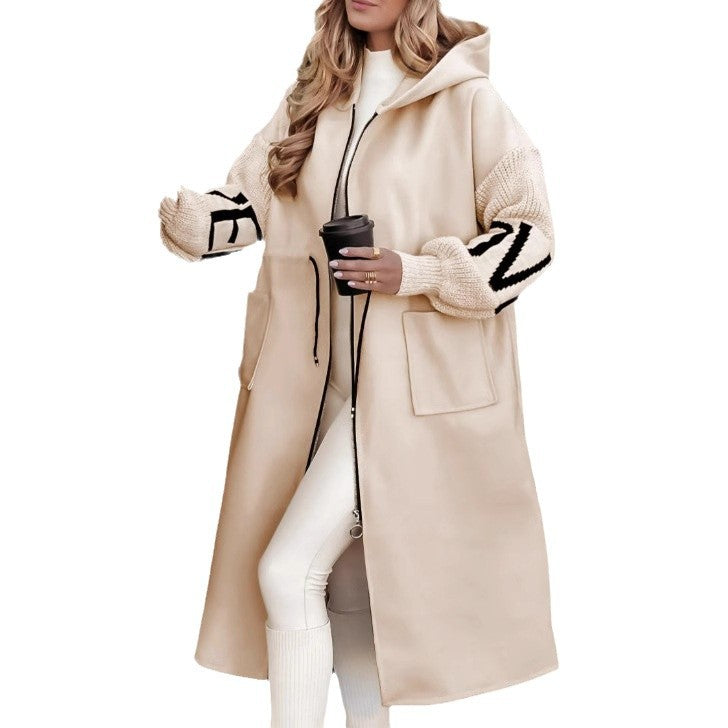 Hooded Windbreaker Long Jacket With Pockets  For Women Clothing Fall Winter