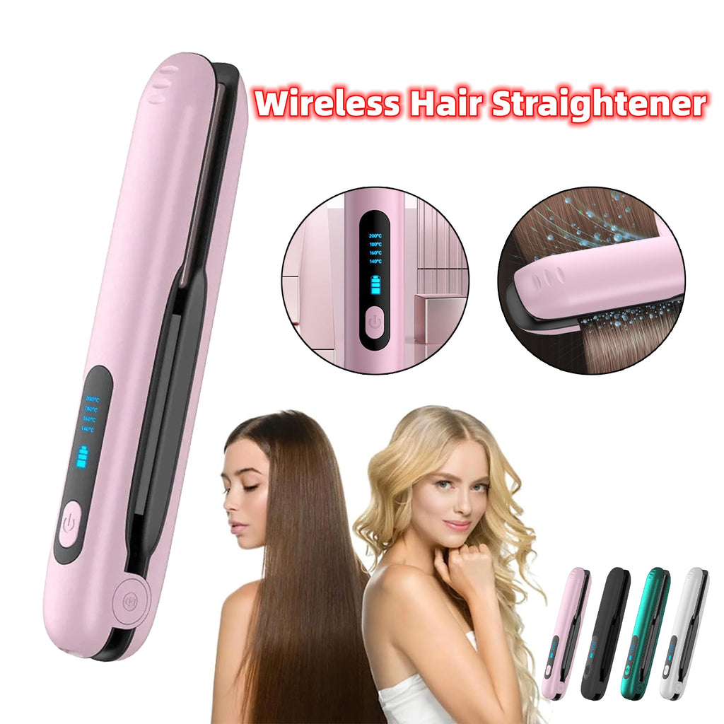 Wireless Hair Straightener Flat Iron Mini 2 IN 1 Roller USB Portable Cordless Curler 4 Levels Dry And Wet Uses