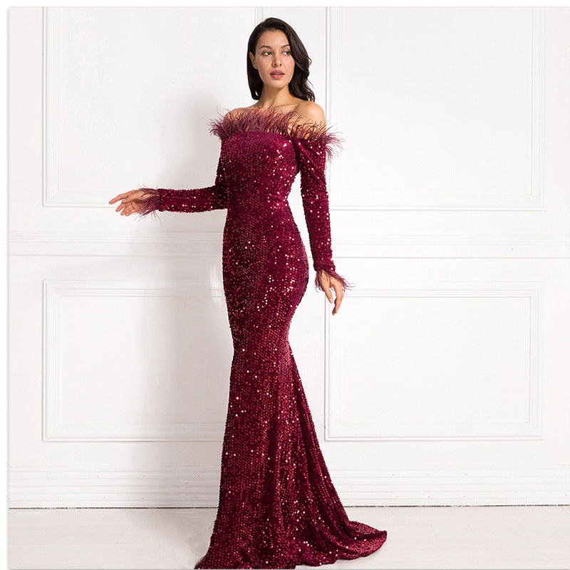 Dress Off-the-shoulder Fishtail Party Formal