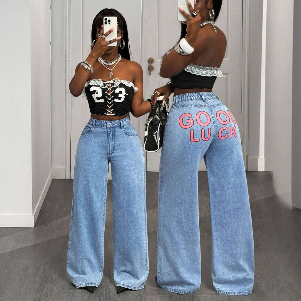 Loose-fit Straight-cut Versatile Denim Jeans