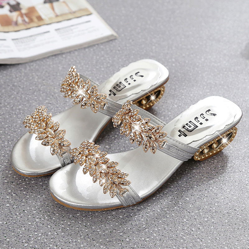 Sandals And Slippers Women's Shoes Fashion Mid-Heel  Casual Thick Heels