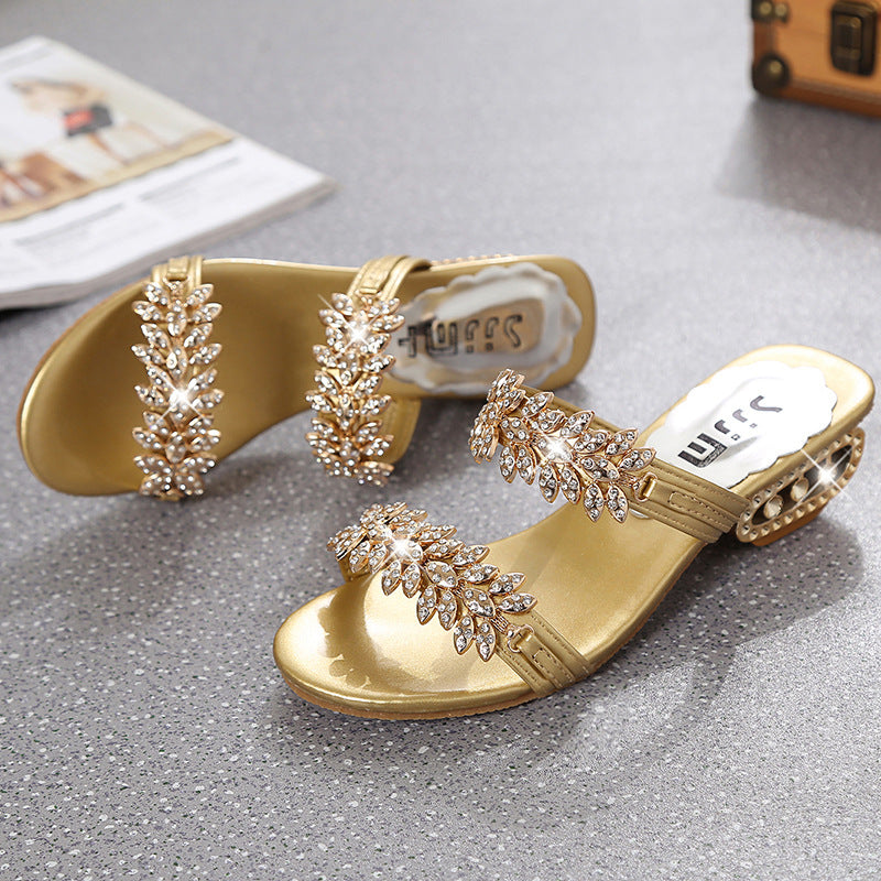 Sandals And Slippers Women's Shoes Fashion Mid-Heel  Casual Thick Heels