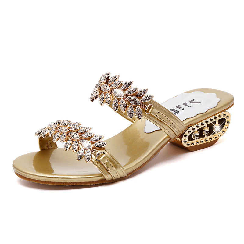 Sandals And Slippers Women's Shoes Fashion Mid-Heel  Casual Thick Heels