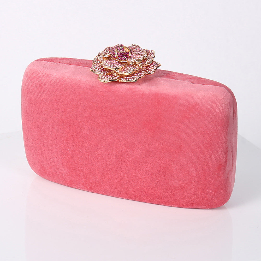 New Diamond Decoration Evening Bag PU Flannel
