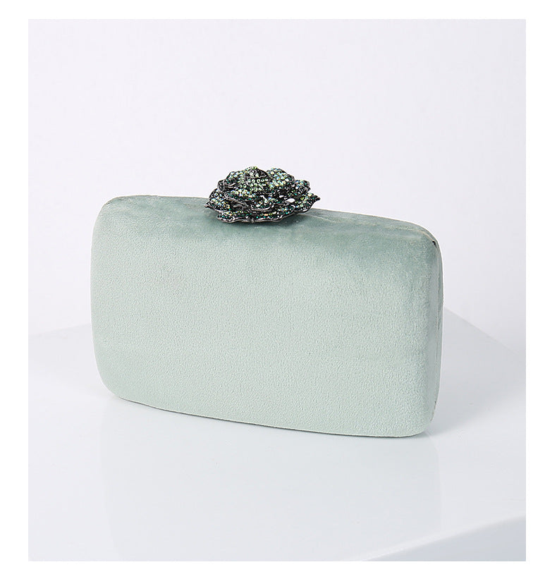 New Diamond Decoration Evening Bag PU Flannel