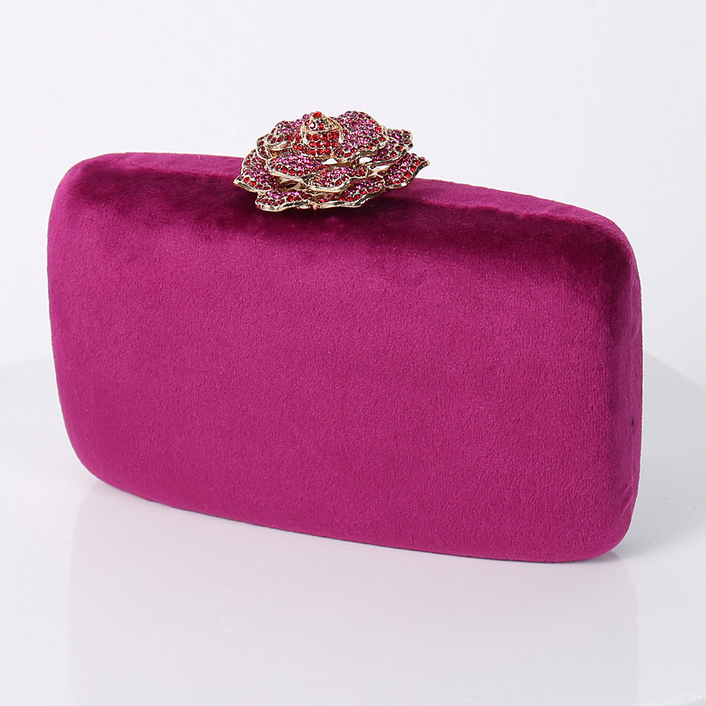 New Diamond Decoration Evening Bag PU Flannel