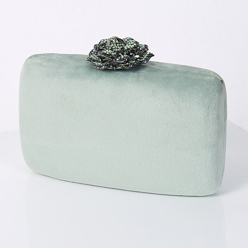 New Diamond Decoration Evening Bag PU Flannel