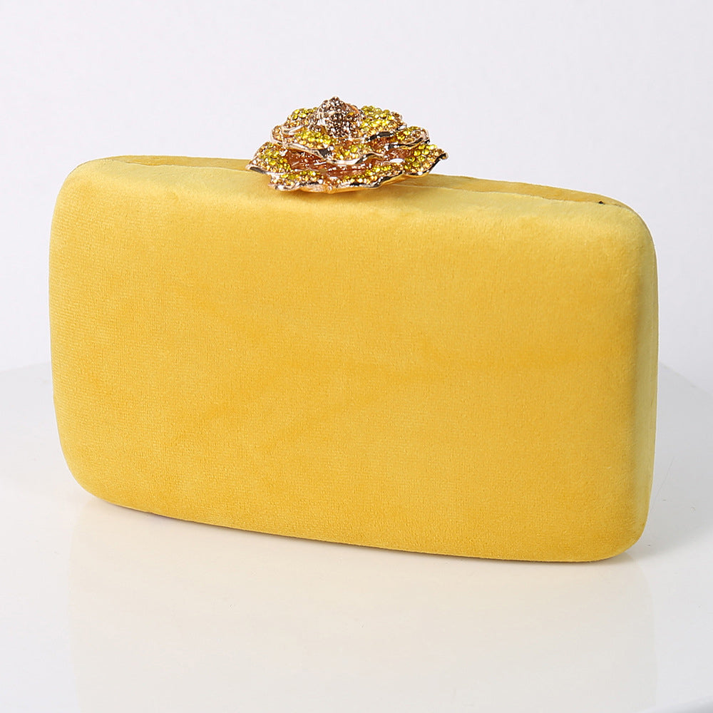 New Diamond Decoration Evening Bag PU Flannel