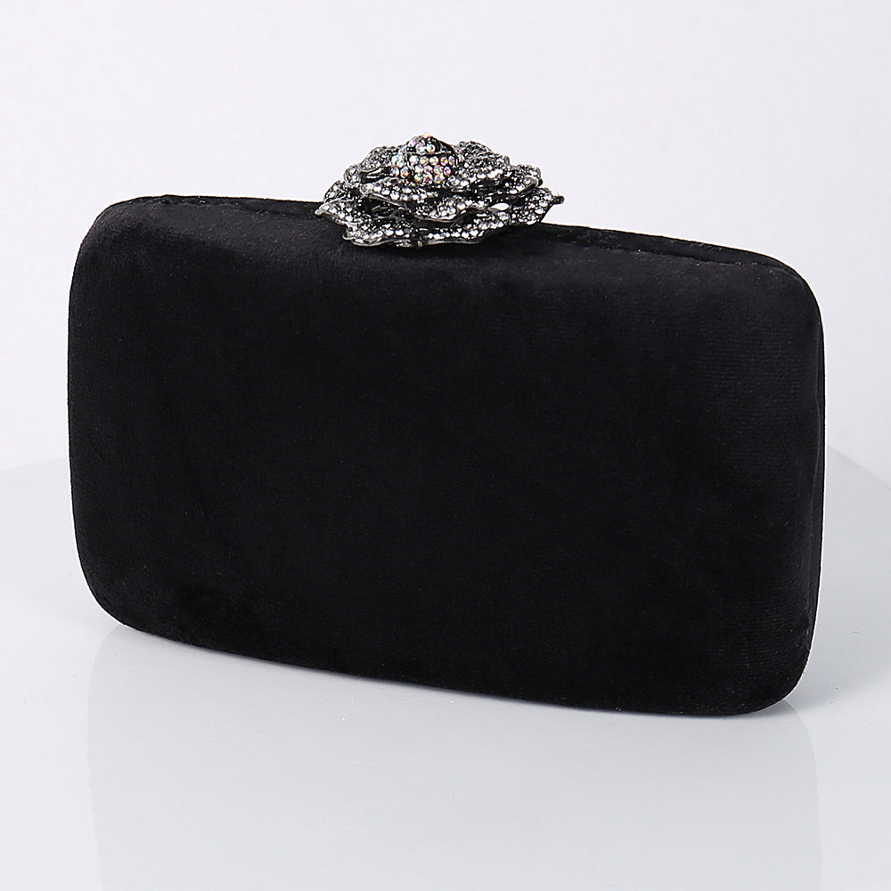 New Diamond Decoration Evening Bag PU Flannel