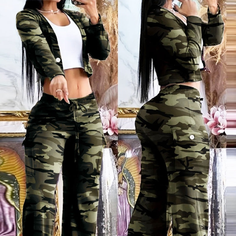 Set 2-Piece New Fashion Wide-leg Pants And Top Set