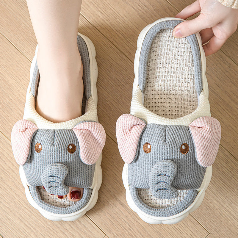 Slippers Couples Openings Open Toe Animal Linen
