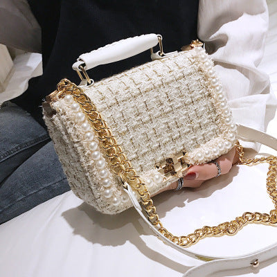 Chain bag pearl fashion small square bag