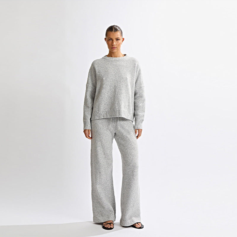 Set Pants Swearter For WomenRound-neck