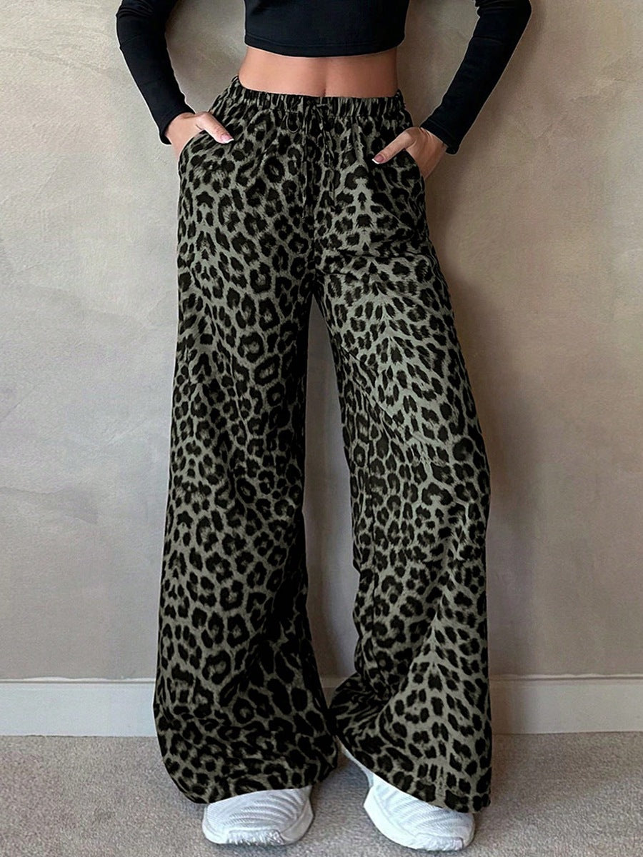Leopard Pants Clothing Satin Casual Pants