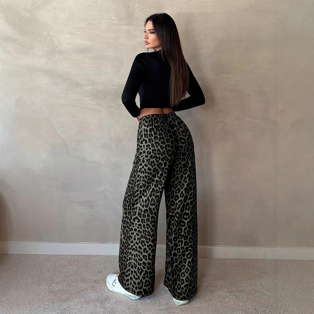 Leopard Pants Clothing Satin Casual Pants