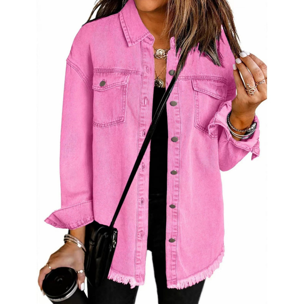 Washed Denim Shirt Jacket Women's