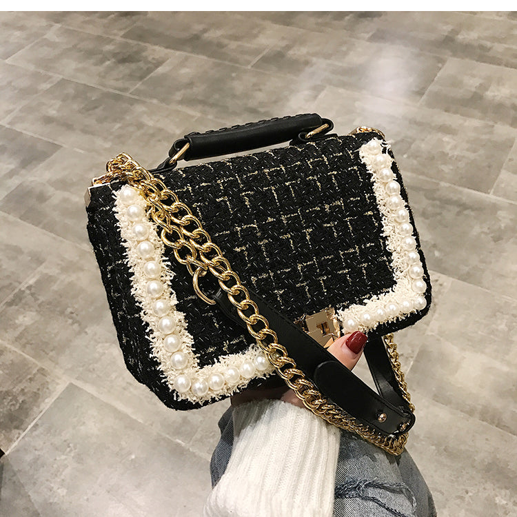 Chain bag pearl fashion small square bag