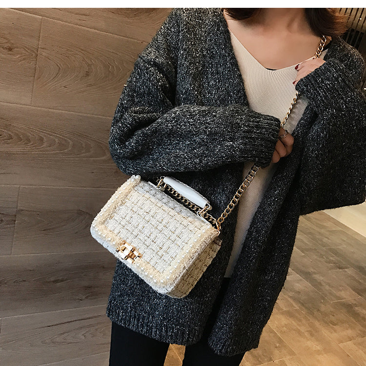 Chain bag pearl fashion small square bag