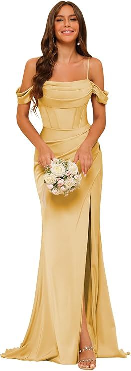 Dress Off-the-shoulder Satin Bridesmaid Corset Ball Gown
