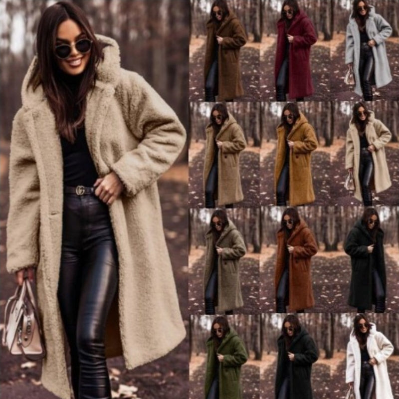Autumn Winter Fashion Elegant Long Coat Jacket Female Teddy Coat Outwear Ladies