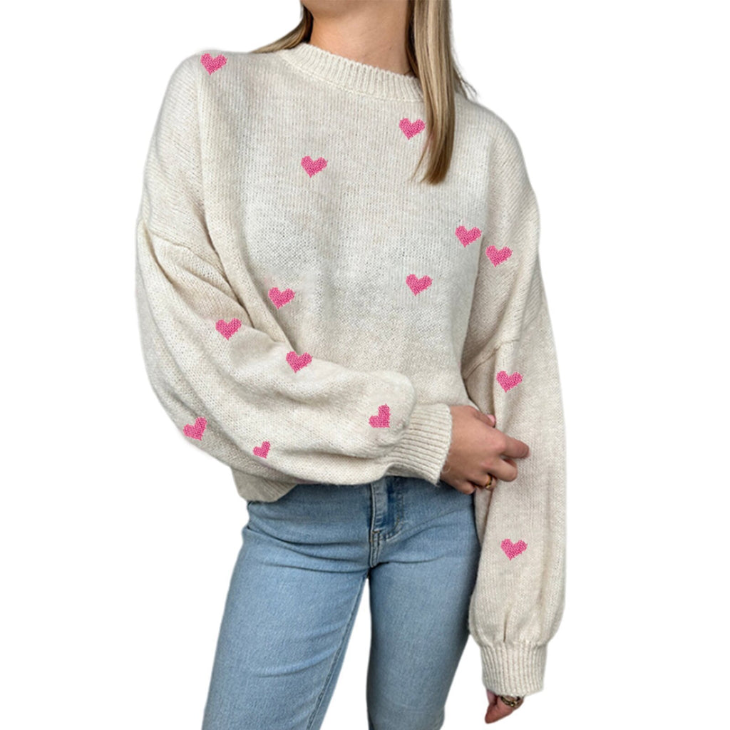 Casual Sweater Knitted Heart