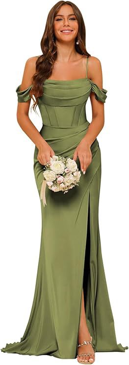 Dress Off-the-shoulder Satin Bridesmaid Corset Ball Gown