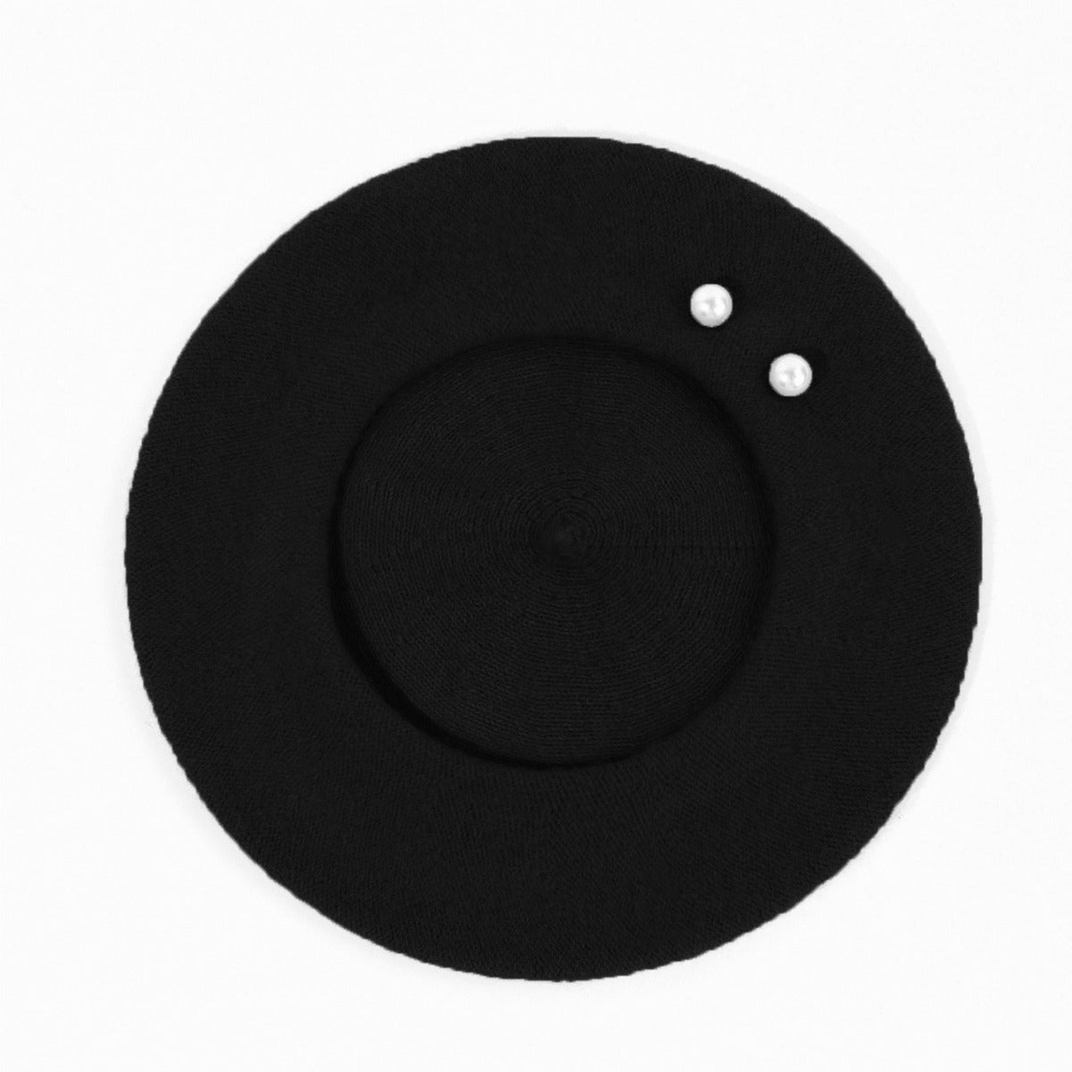 Woolen Large Pearl Decoration Beret Women's Fall Winter Fashion