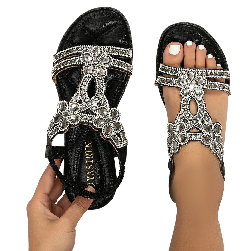 Sandals Women's Bohemian Rhinestone Casual Flower