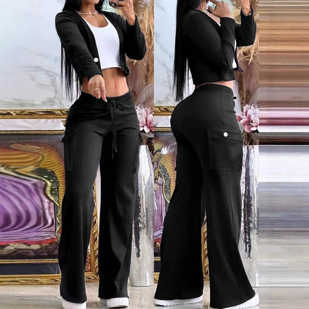 Set 2-Piece New Fashion Wide-leg Pants And Top Set