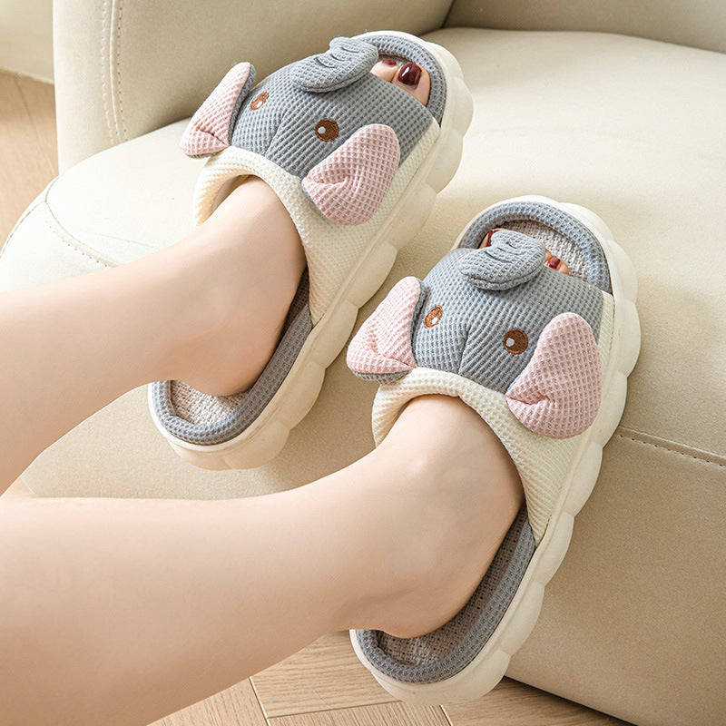 Slippers Couples Openings Open Toe Animal Linen