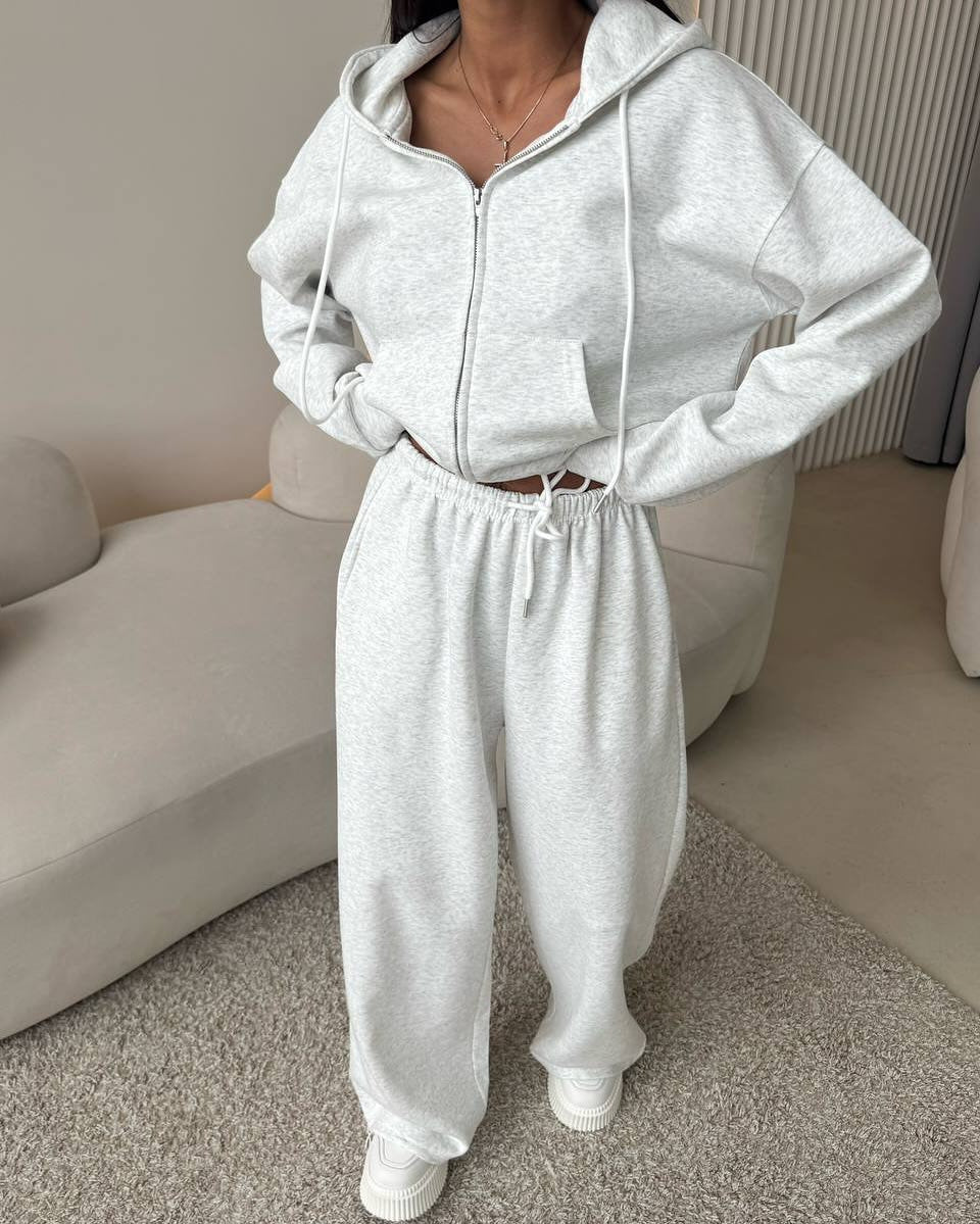 Hoodie Lace-up Trousers Two-piece Set