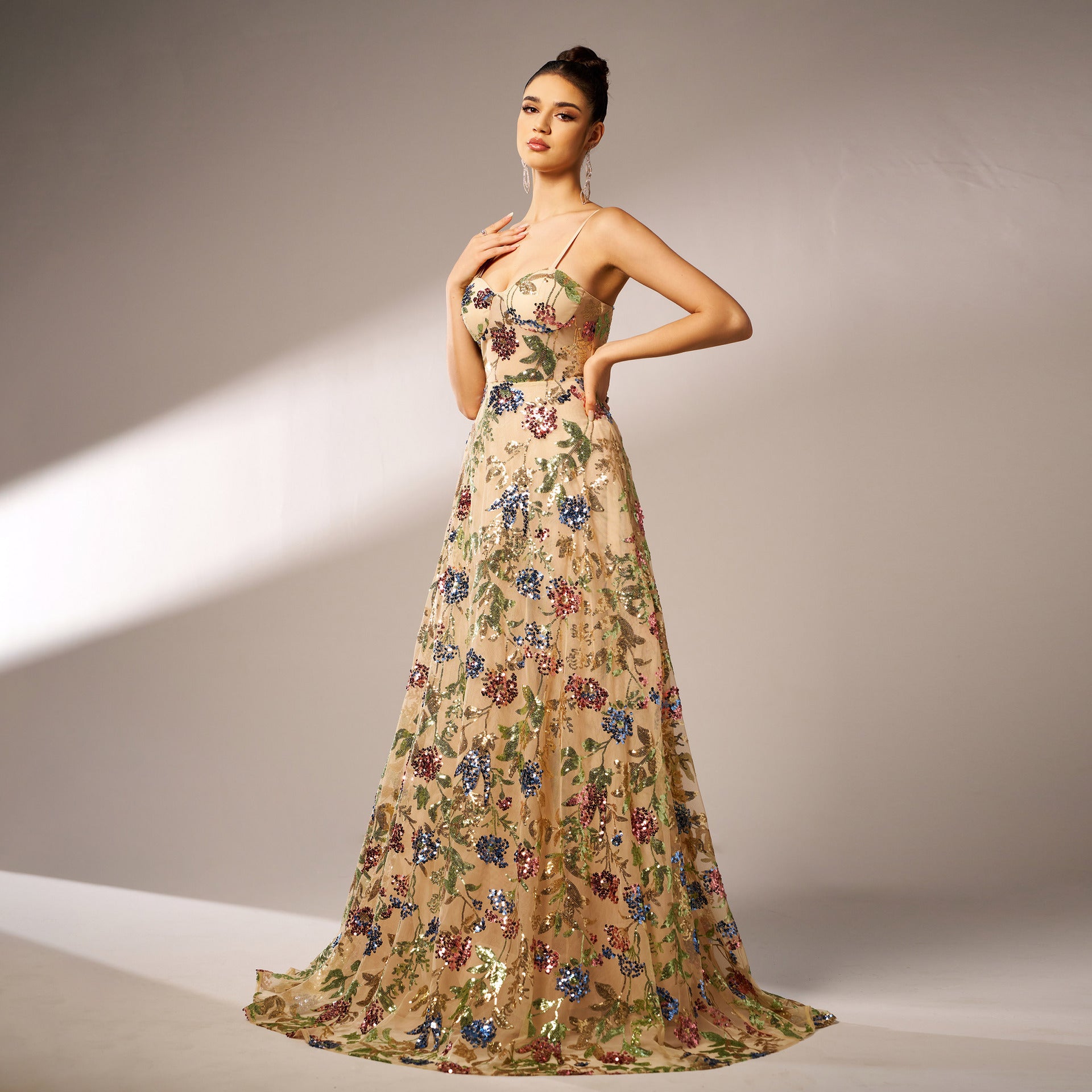 Dress Elegant Sleeveless Sequined Suspender Evening