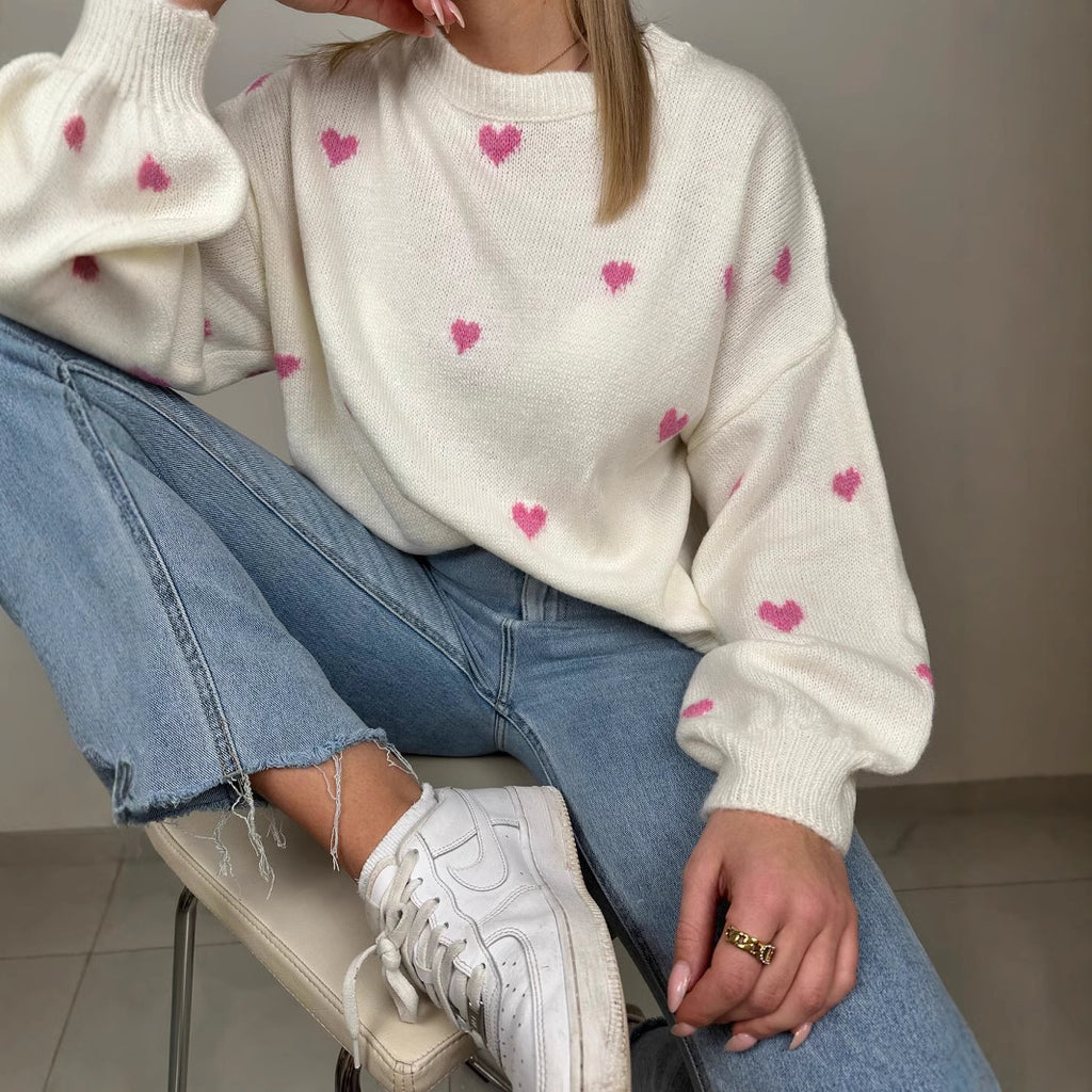 Casual Sweater Knitted Heart