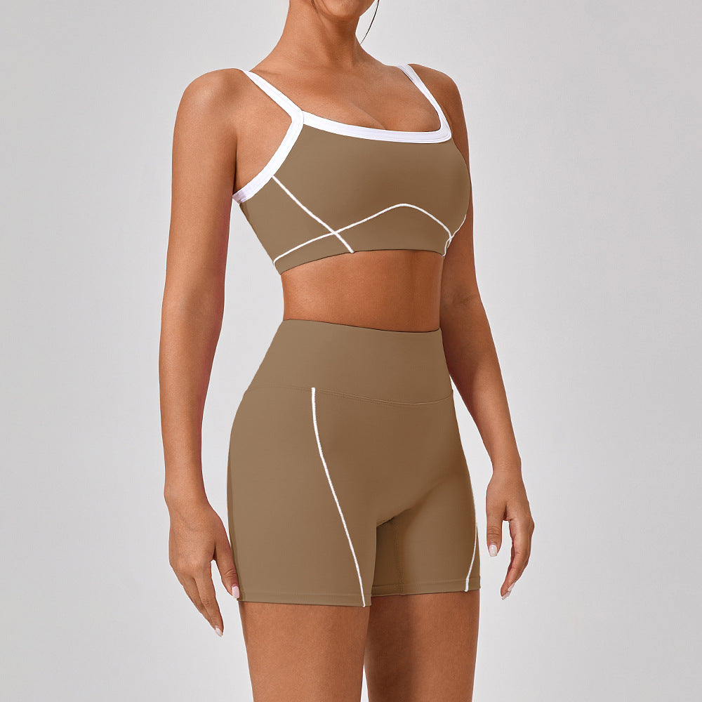 Outdoor Sports Gym Suits Women's  Contrast Color Fitness Set Outfits