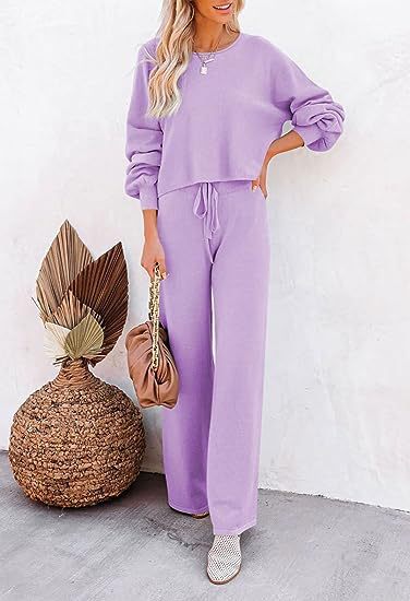 Set Casual Solid Color Long-sleeved Trousers Two-piece