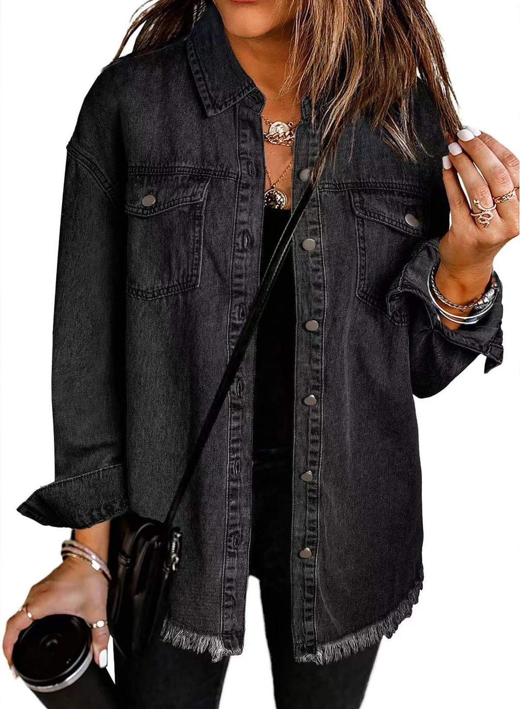 Washed Denim Shirt Jacket Women's