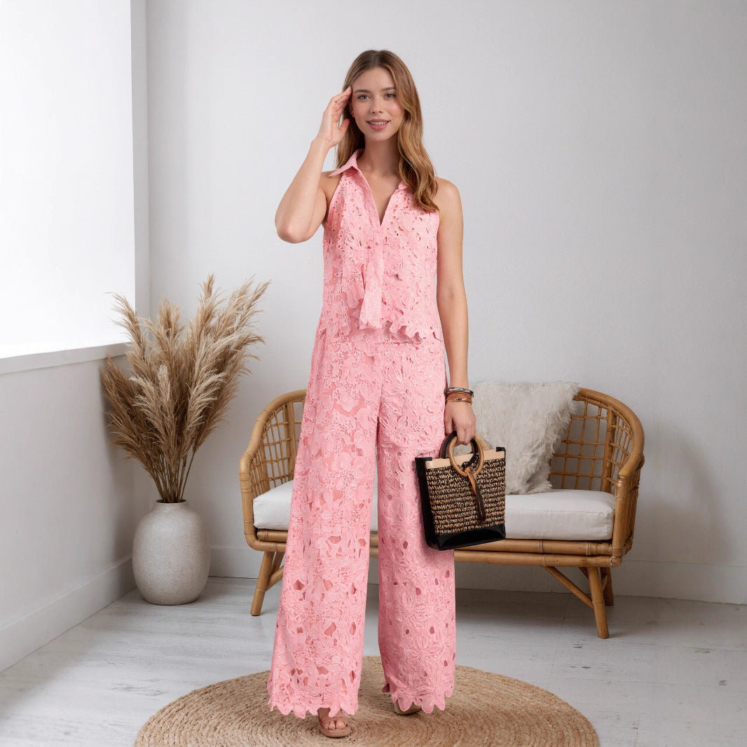Set 2- Piece Fashion Hollow Lace Pants