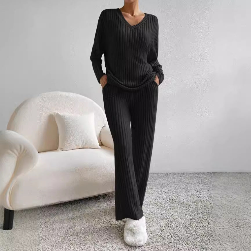 Set- 2 Piece Women's Straight-leg Pants Elegant Loose Suit