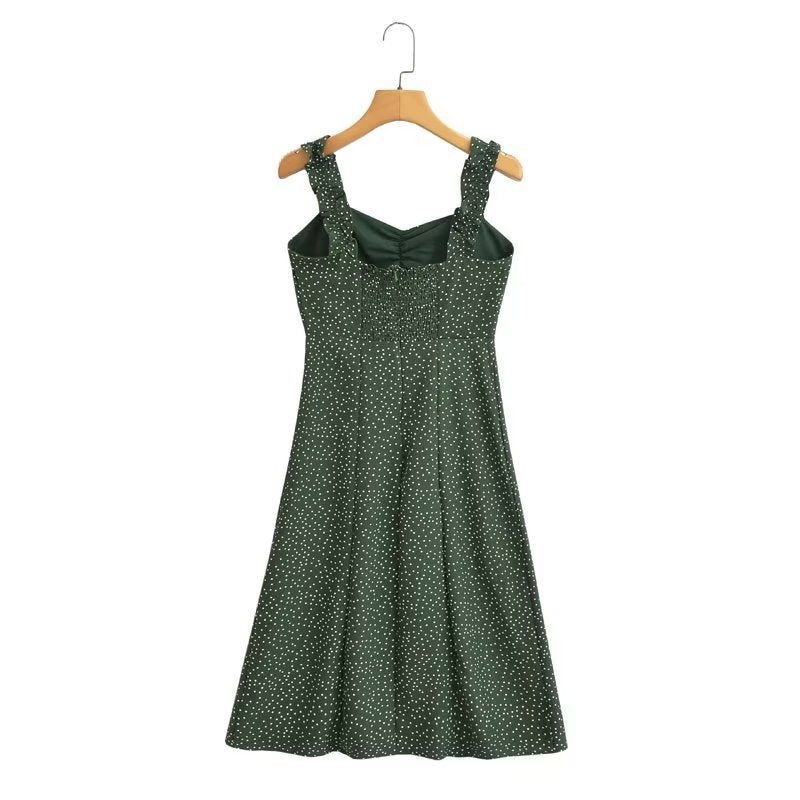 New Wave Print Spaghetti Strap Dress For Women