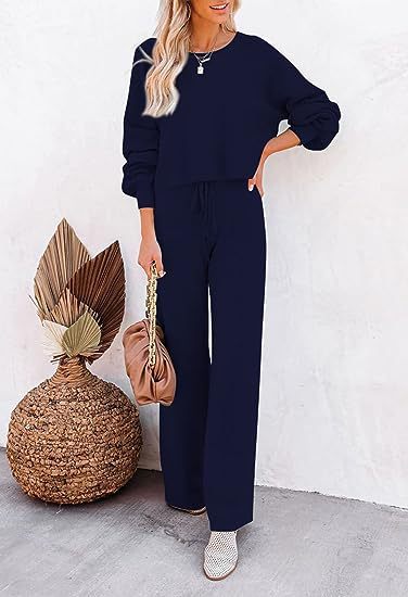 Set Casual Solid Color Long-sleeved Trousers Two-piece