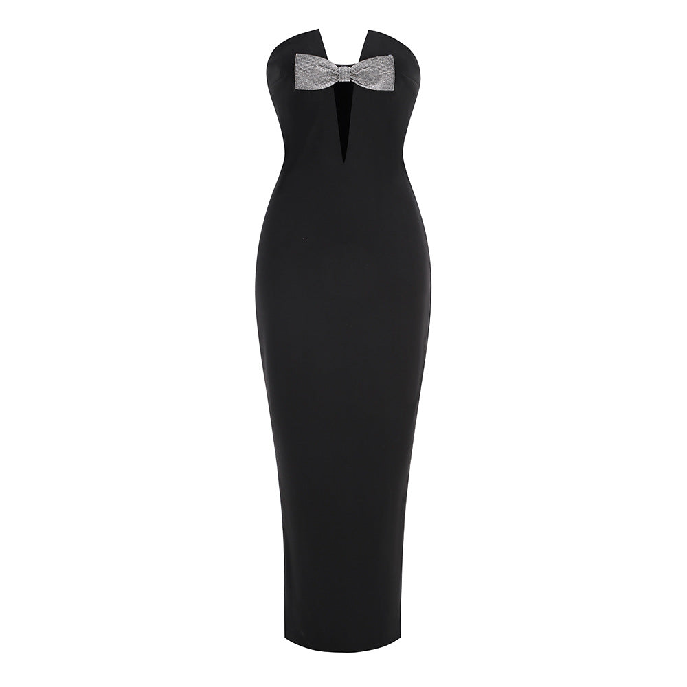 Dress Off-shoulder Backless Super Deep V Bandeau Slim-fit