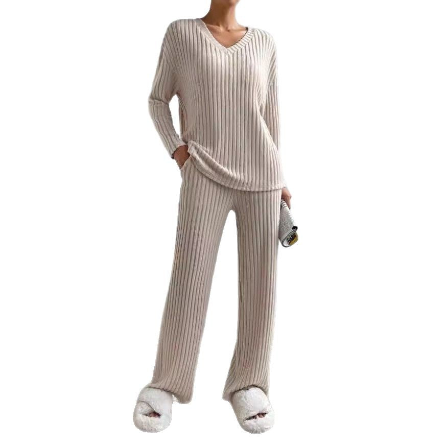 Set- 2 Piece Women's Straight-leg Pants Elegant Loose Suit